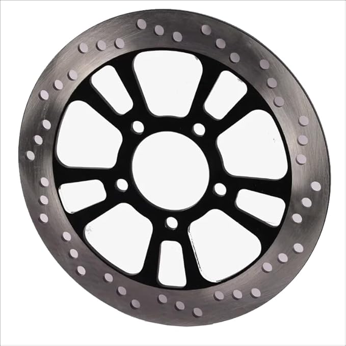 Metallic disc with a central hole on a white background