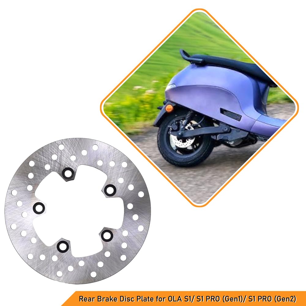 Rear brake disc plate for OLA SI/SI PRO scooter with a blurred scooter in the background.