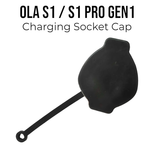 Black charging socket cap for OLA S1/S1 Pro Gen1 on a white background
