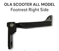 Black scooter footrest on a white background with text indicating model compatibility.