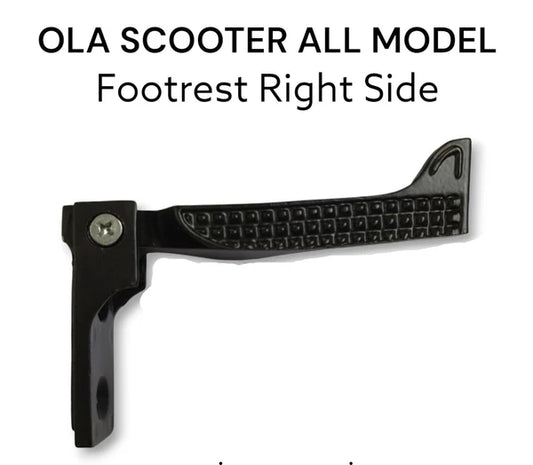 Black scooter footrest on a white background with text indicating model compatibility.