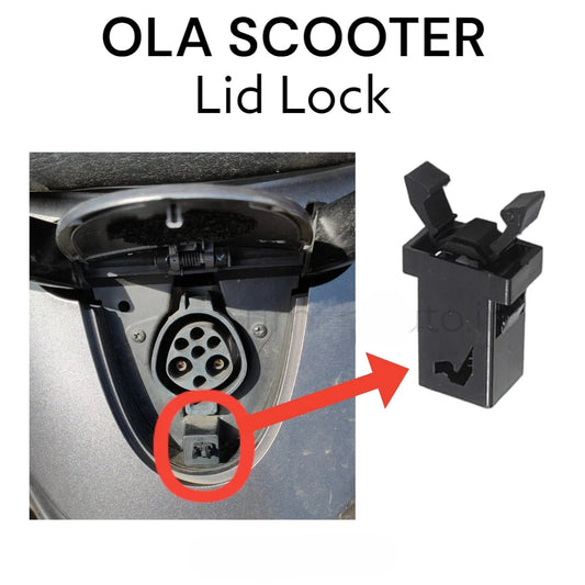 Ola scooter lid lock with close-up of lock mechanism and scooter part.