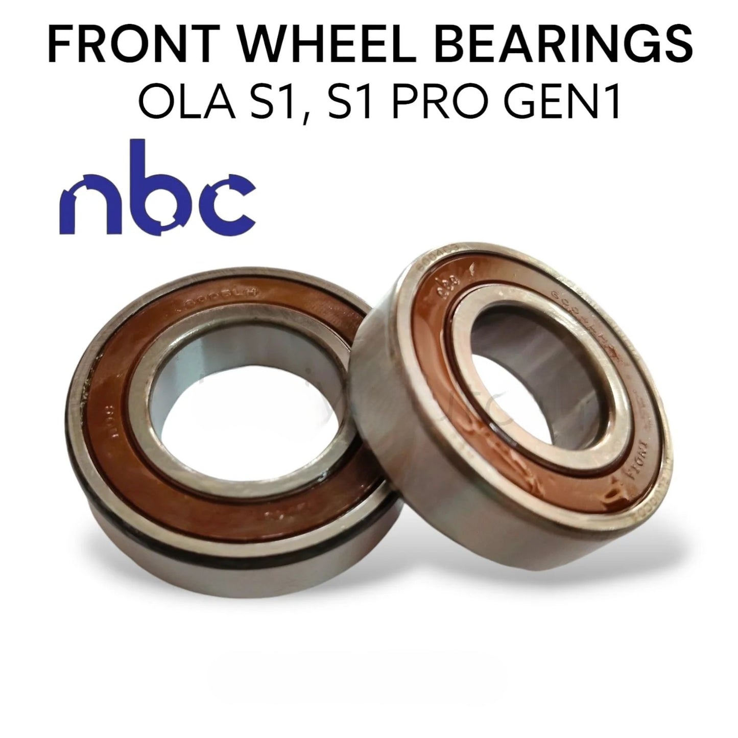 Two front wheel bearings with 'nbc' logo and text on a white background