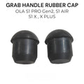 Two black grab handle rubber caps on a white background with text indicating compatibility.