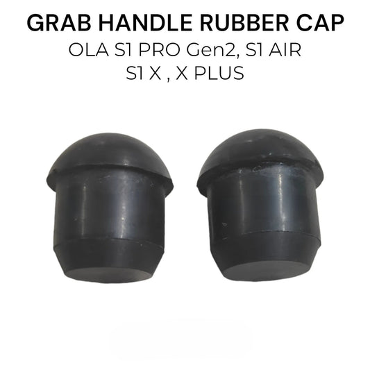 Two black grab handle rubber caps on a white background with text indicating compatibility.