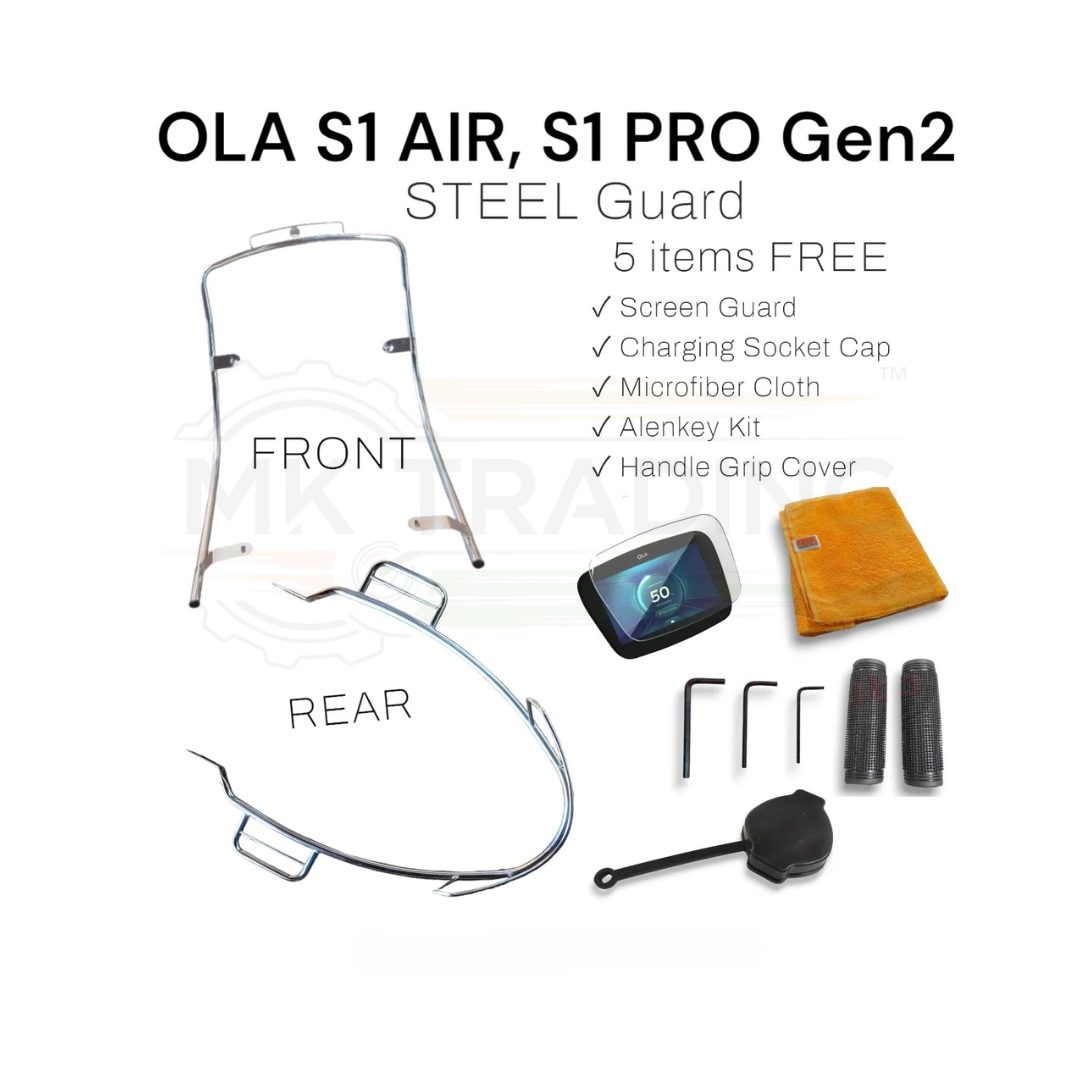 OLA S1 AIR, S1 PRO Gen2 Safety Guard Front, Rear STEEL (Chrome)