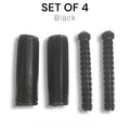 Set of four black hair styling rollers on a white background with 'Set of 4' text above.