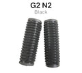 Two black hair dryer filters labeled G2 N2 on a white background
