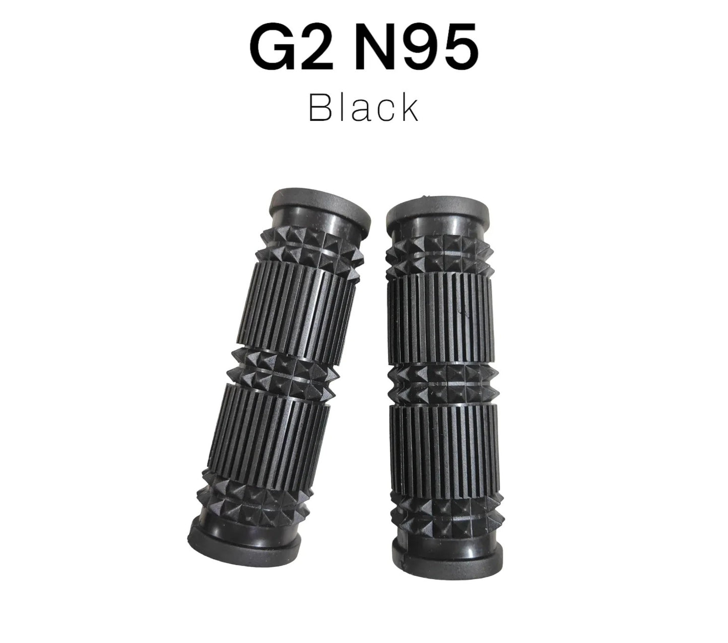 Black G2 N95 filter cartridges on a white background