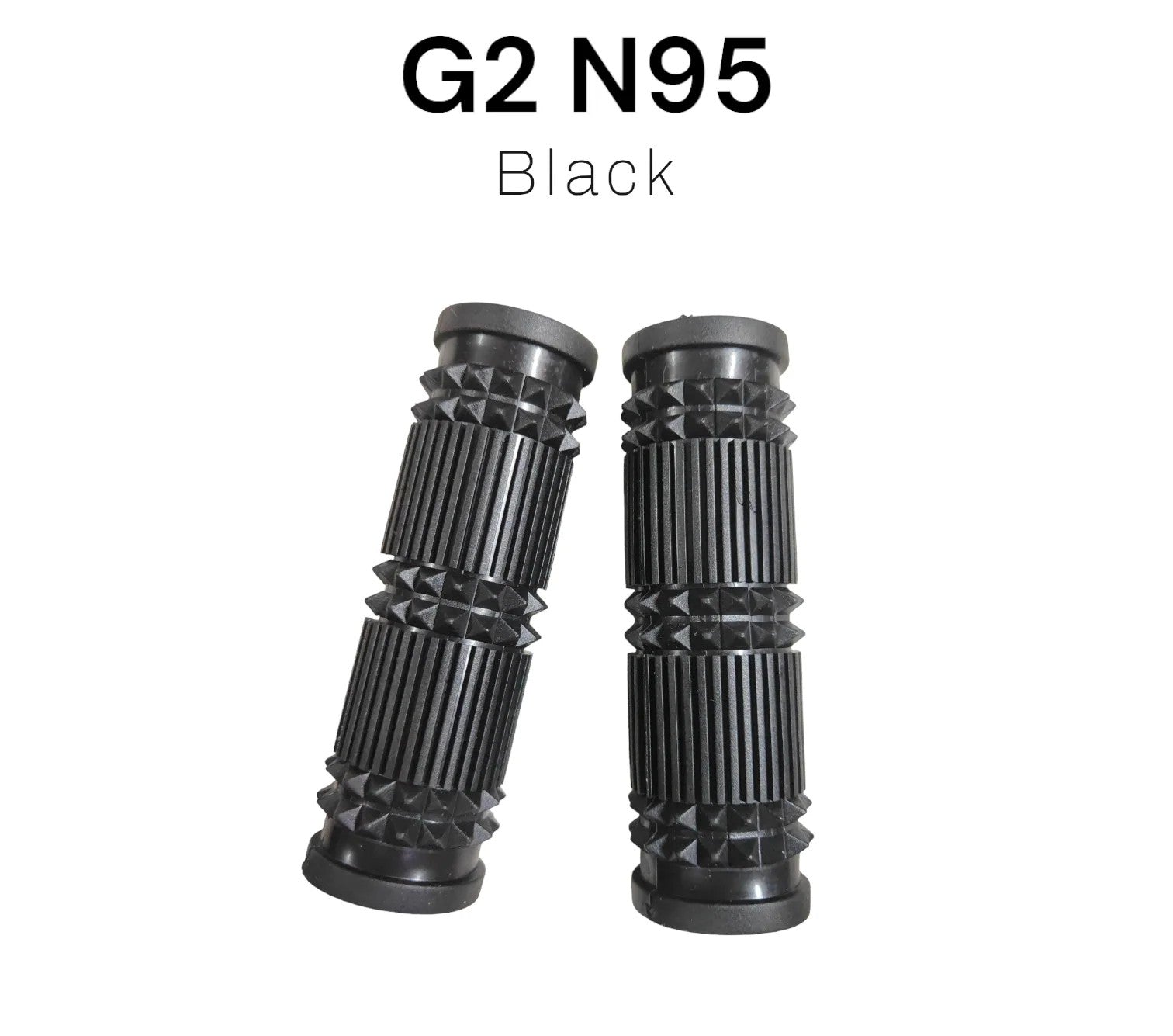 Black G2 N95 filter cartridges on a white background
