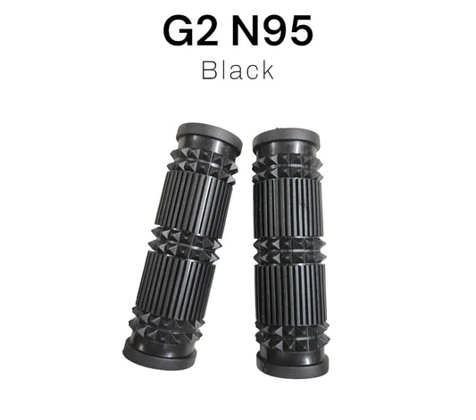 Black G2 N95 filter cartridges on a white background