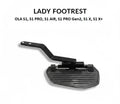 Black lady footrest with compatibility list on a white background
