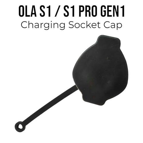 Black charging socket cap for OLA S1/S1 Pro Gen1 on a white background