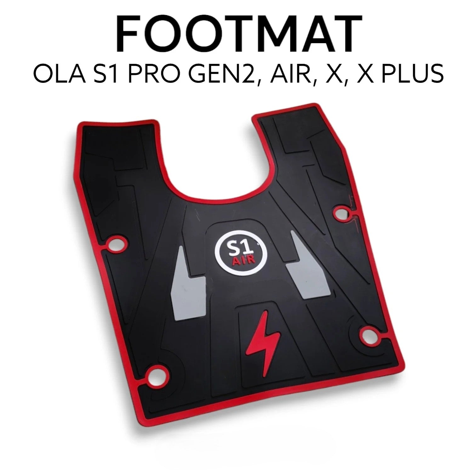 Black and red foot mat with S1 logo on a white background