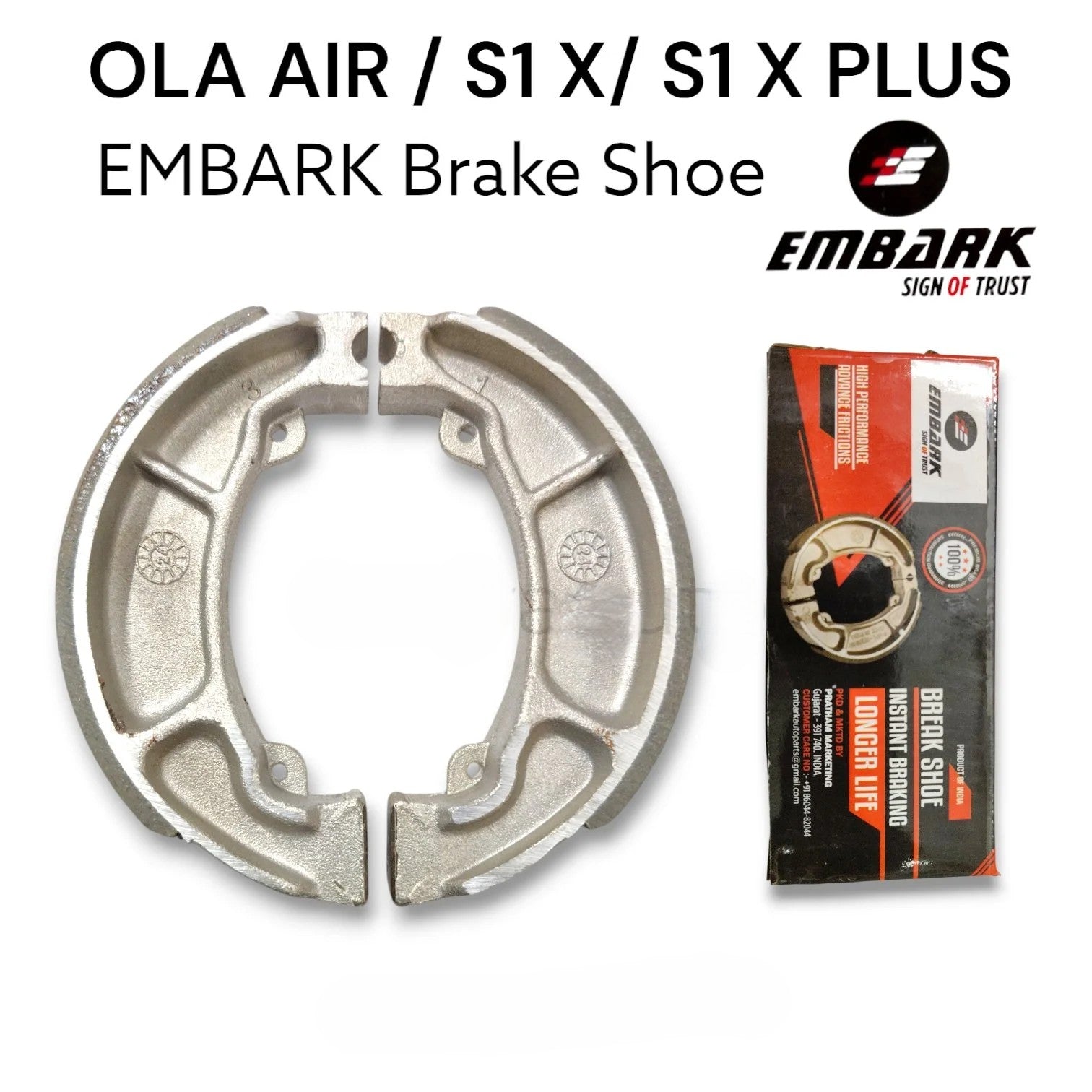 OLA AIR / S1 X/ S1 X PLUS Embark brake shoe with packaging on a white background