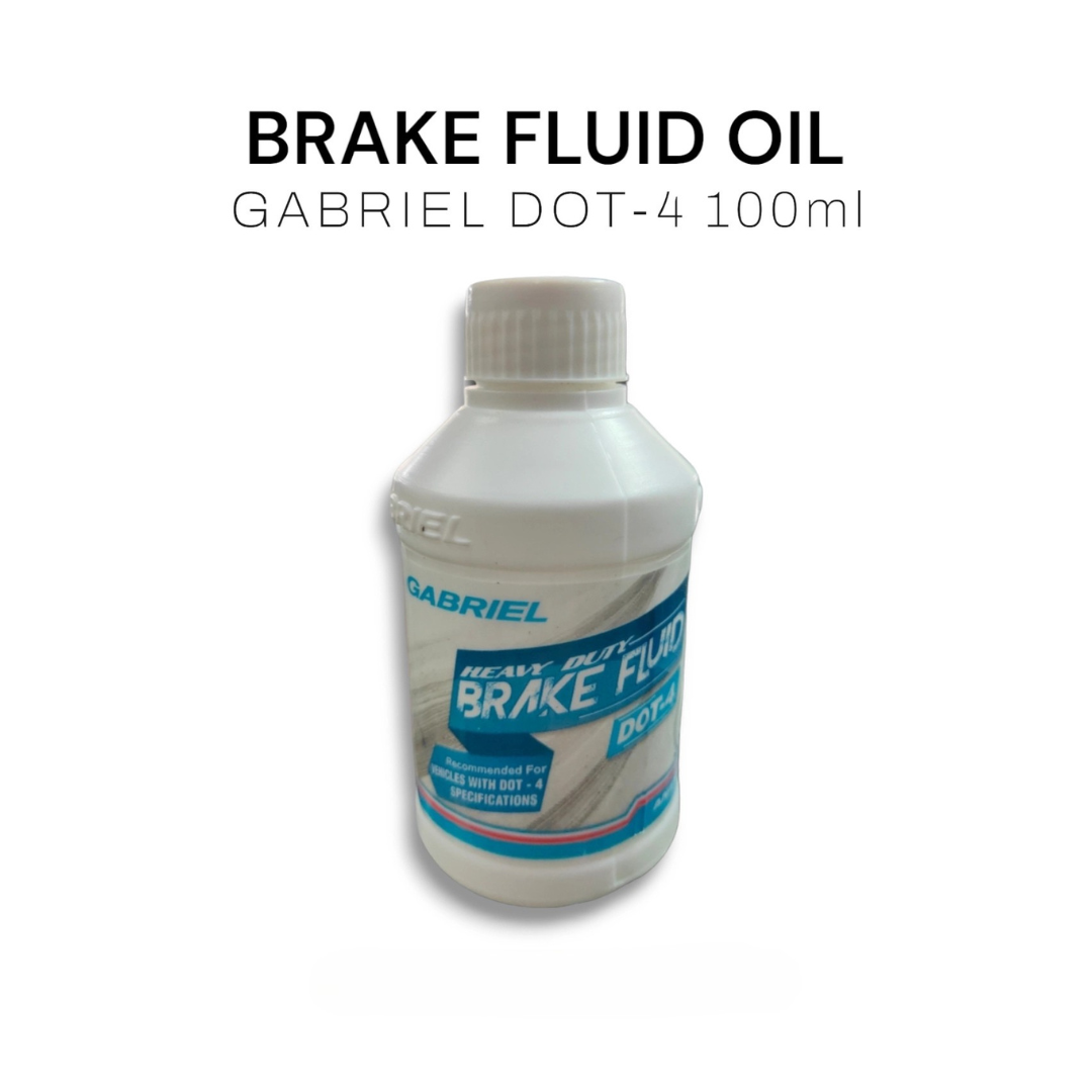 Bottle of Gabriel brake fluid on a white background